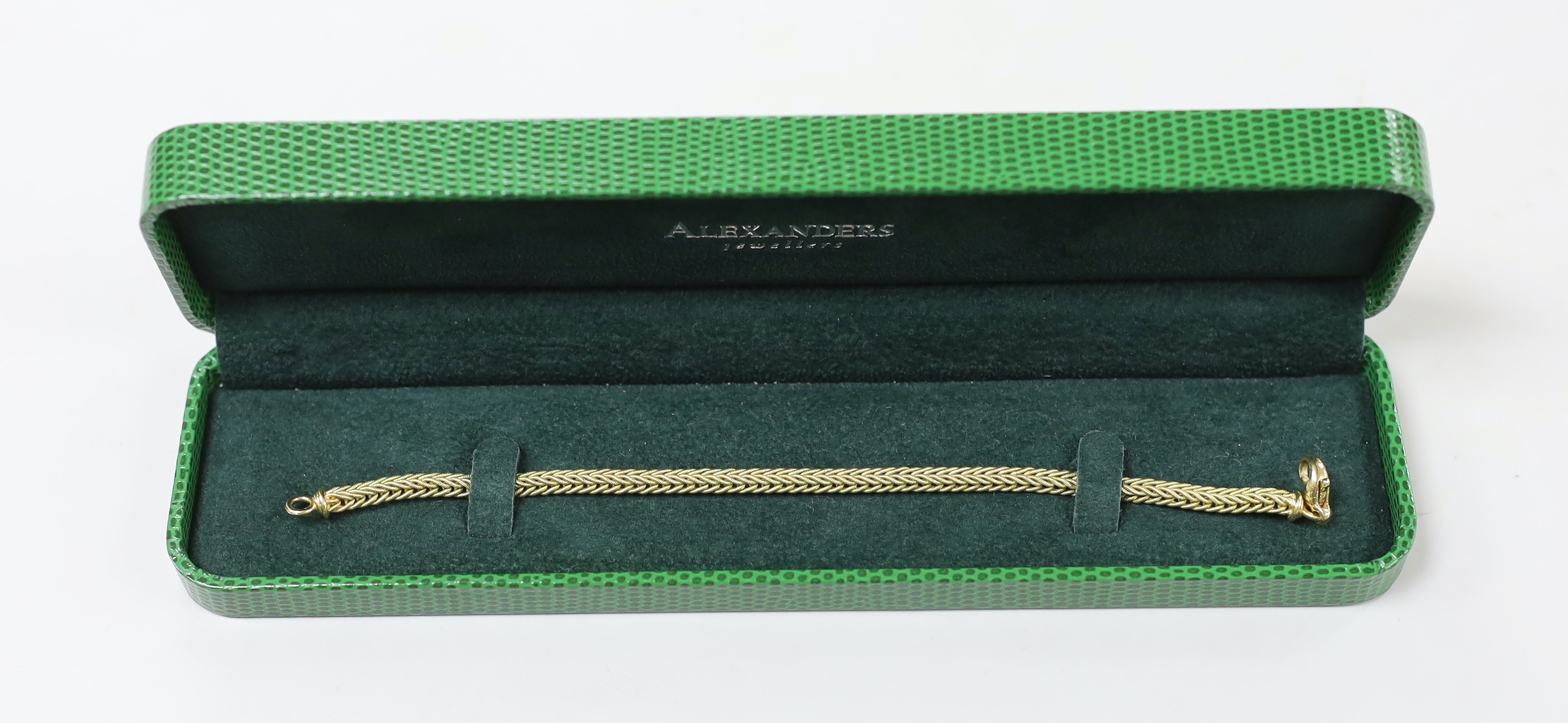 A modern Italian 18ct gold rope twist bracelet, 18.5cm, 18.6 grams.